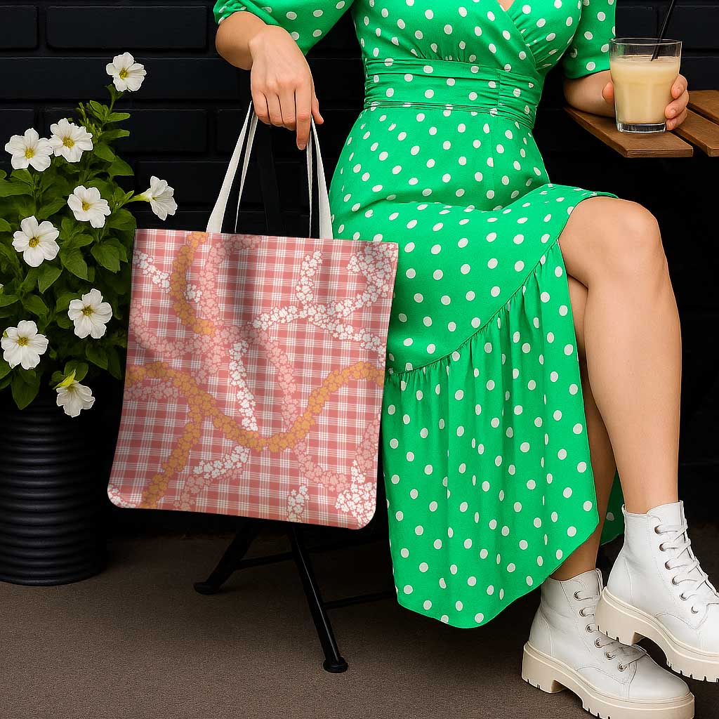 Pink Tropical Floral Palaka Tote Bag Hawaiian Quilt Pattern - Polynesian Pride