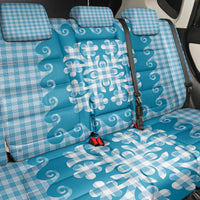 Blue Ulu Palaka Quilt Pattern Back Car Seat Cover Hawaii Culture Breadfruit - Polynesian Pride