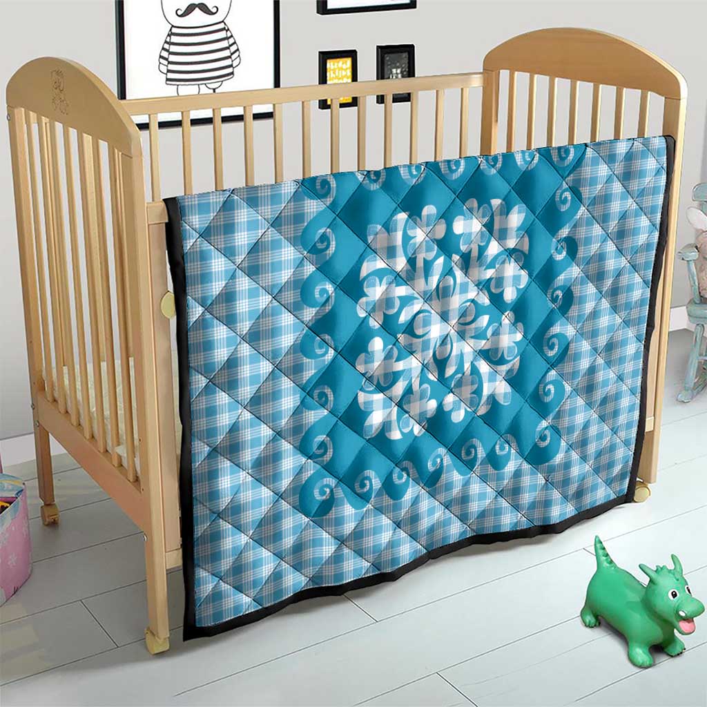 Blue Ulu Palaka Quilt Pattern Quilt Hawaii Culture Breadfruit - Polynesian Pride