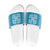 Blue Ulu Palaka Quilt Pattern Slide Sandals Hawaii Culture Breadfruit - Polynesian Pride