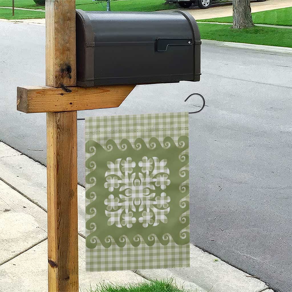 Green Ulu Palaka Quilt Pattern Garden Flag Hawaii Culture Breadfruit - Polynesian Pride