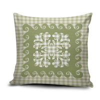 Green Ulu Palaka Quilt Pattern Pillow Cover Hawaii Culture Breadfruit - Polynesian Pride