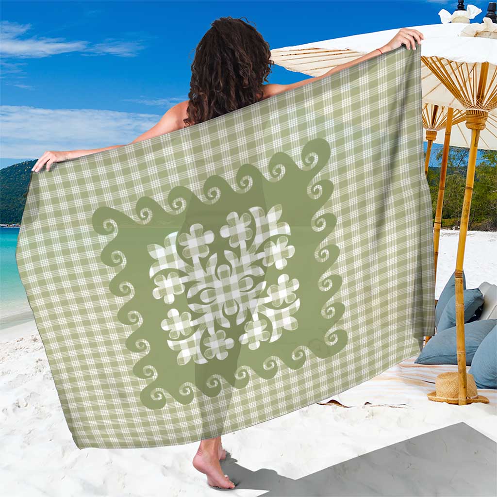 Green Ulu Palaka Quilt Pattern Sarong Hawaii Culture Breadfruit - Polynesian Pride