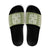 Green Ulu Palaka Quilt Pattern Slide Sandals Hawaii Culture Breadfruit - Polynesian Pride