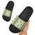 Green Ulu Palaka Quilt Pattern Slide Sandals Hawaii Culture Breadfruit - Polynesian Pride