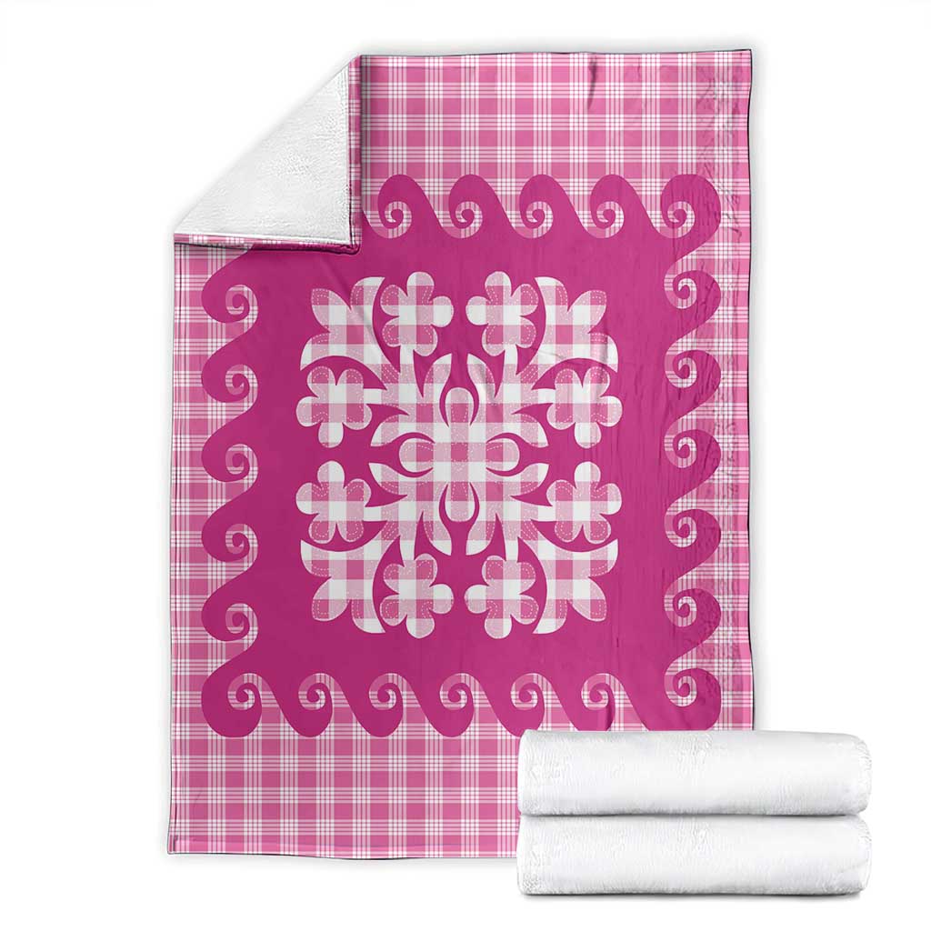 Pink Ulu Palaka Quilt Pattern Blanket Hawaii Culture Breadfruit - Polynesian Pride