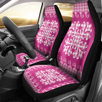 Pink Ulu Palaka Quilt Pattern Car Seat Cover Hawaii Culture Breadfruit - Polynesian Pride