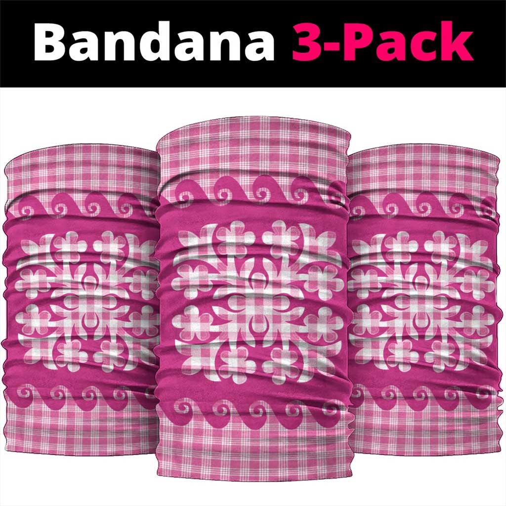 Pink Ulu Palaka Quilt Pattern Neck Gaiter Hawaii Culture Breadfruit - Polynesian Pride