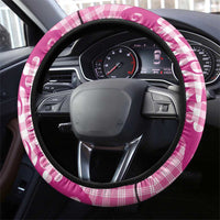 Pink Ulu Palaka Quilt Pattern Steering Wheel Cover Hawaii Culture Breadfruit - Polynesian Pride