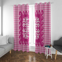 Pink Ulu Palaka Quilt Pattern Window Curtain Hawaii Culture Breadfruit - Polynesian Pride