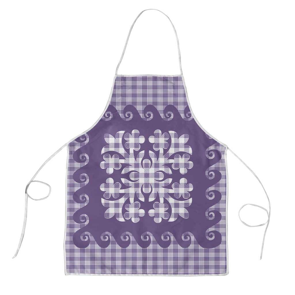 Purple Ulu Palaka Quilt Pattern Apron Hawaii Culture Breadfruit - Polynesian Pride