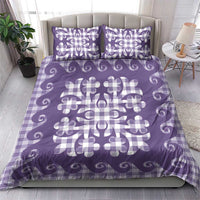 Purple Ulu Palaka Quilt Pattern Bedding Set Hawaii Culture Breadfruit - Polynesian Pride