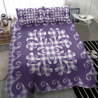 Purple Ulu Palaka Quilt Pattern Bedding Set Hawaii Culture Breadfruit - Polynesian Pride