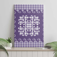 Purple Ulu Palaka Quilt Pattern Canvas Wall Art Hawaii Culture Breadfruit - Polynesian Pride