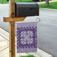 Purple Ulu Palaka Quilt Pattern Garden Flag Hawaii Culture Breadfruit - Polynesian Pride