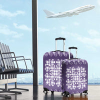 Purple Ulu Palaka Quilt Pattern Luggage Cover Hawaii Culture Breadfruit - Polynesian Pride