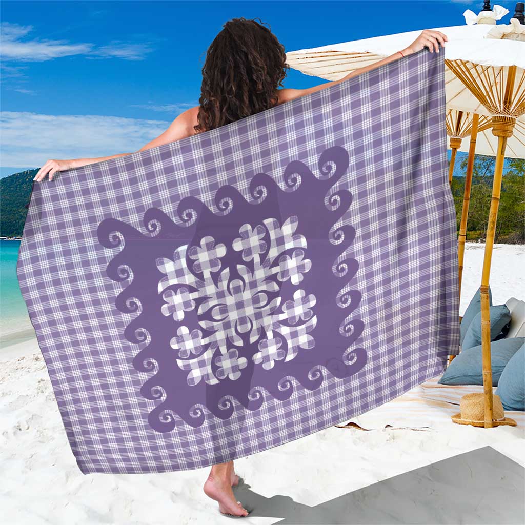 Purple Ulu Palaka Quilt Pattern Sarong Hawaii Culture Breadfruit - Polynesian Pride