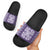 Purple Ulu Palaka Quilt Pattern Slide Sandals Hawaii Culture Breadfruit - Polynesian Pride