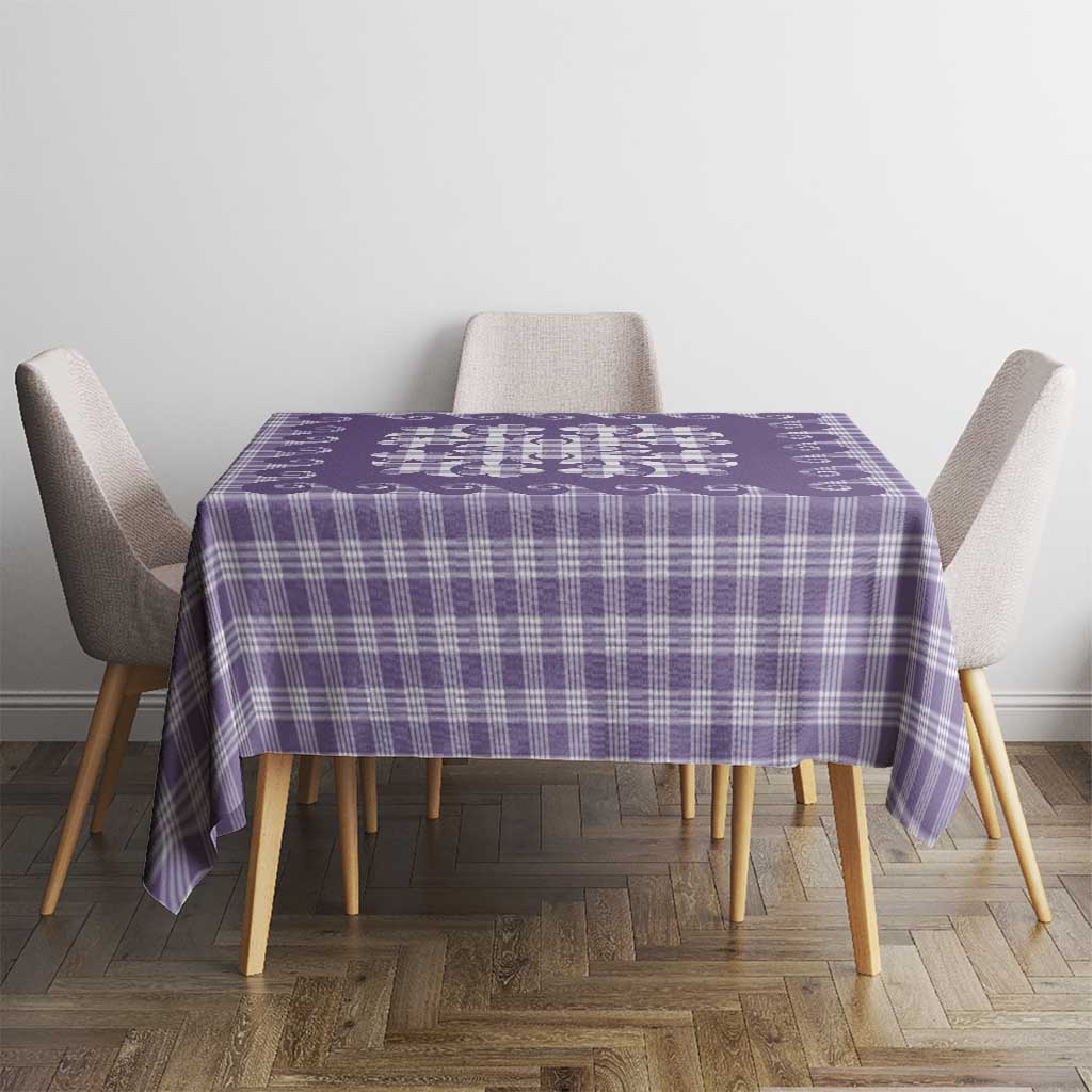Purple Ulu Palaka Quilt Pattern Tablecloth Hawaii Culture Breadfruit - Polynesian Pride