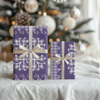 Purple Ulu Palaka Quilt Pattern Wrapping Paper Hawaii Culture Breadfruit - Polynesian Pride