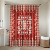 Red Ulu Palaka Quilt Pattern Bathroom Set Hawaii Culture Breadfruit - Polynesian Pride