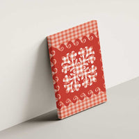 Red Ulu Palaka Quilt Pattern Canvas Wall Art Hawaii Culture Breadfruit - Polynesian Pride