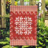 Red Ulu Palaka Quilt Pattern Garden Flag Hawaii Culture Breadfruit - Polynesian Pride