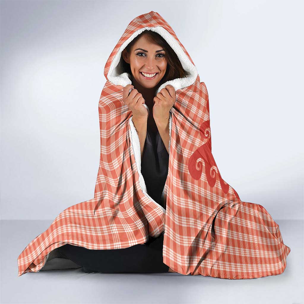 Red Ulu Palaka Quilt Pattern Hooded Blanket Hawaii Culture Breadfruit - Polynesian Pride