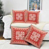 Red Ulu Palaka Quilt Pattern Pillow Cover Hawaii Culture Breadfruit - Polynesian Pride