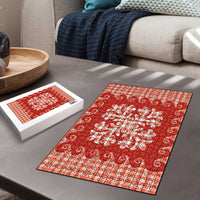 Red Ulu Palaka Quilt Pattern Puzzle Hawaii Culture Breadfruit - Polynesian Pride