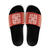 Red Ulu Palaka Quilt Pattern Slide Sandals Hawaii Culture Breadfruit - Polynesian Pride