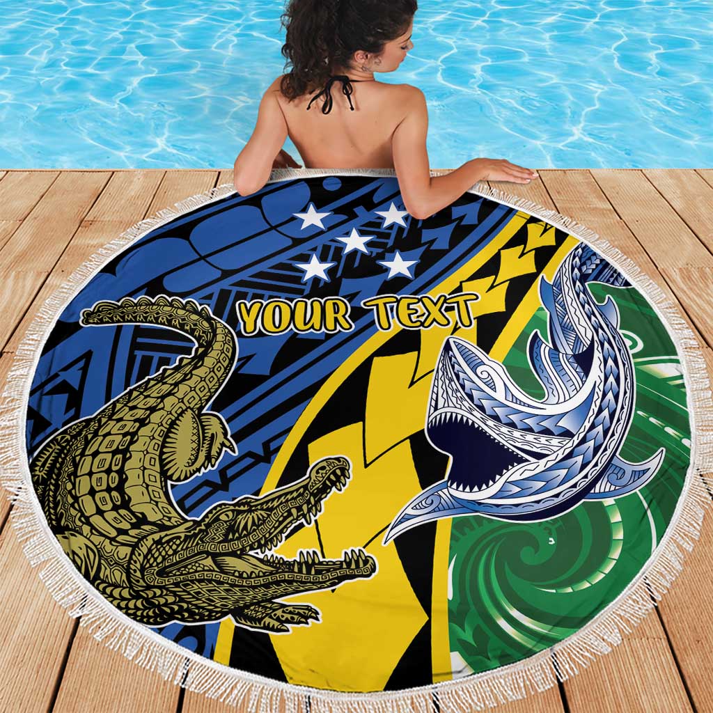 Personalised Crocodile and Shark Solomon Islands Beach Blanket Polynesian Tribal Tattoo LT9 - Polynesian Pride