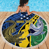 Personalised Crocodile and Shark Solomon Islands Beach Blanket Polynesian Tribal Tattoo LT9 - Polynesian Pride