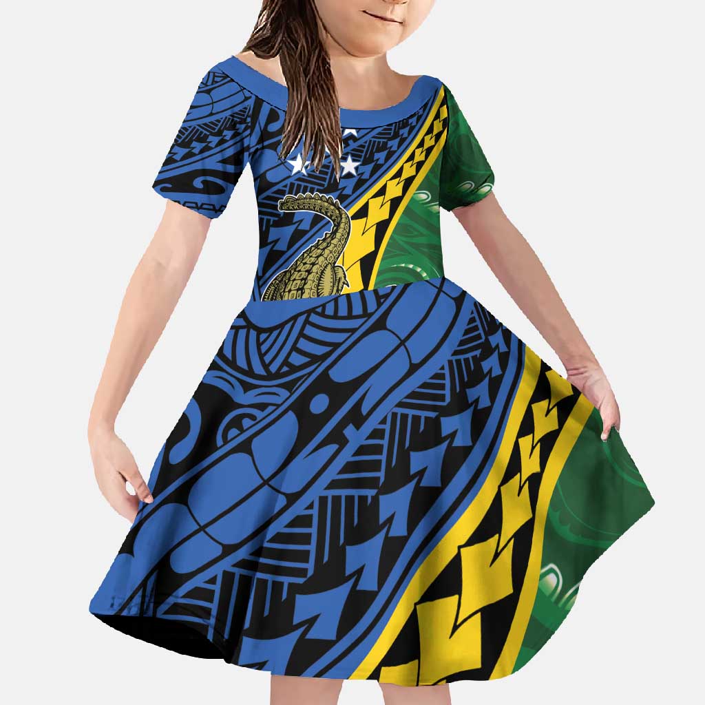 Personalised Crocodile and Shark Solomon Islands Family Matching Mermaid Dress and Hawaiian Shirt Polynesian Tribal Tattoo