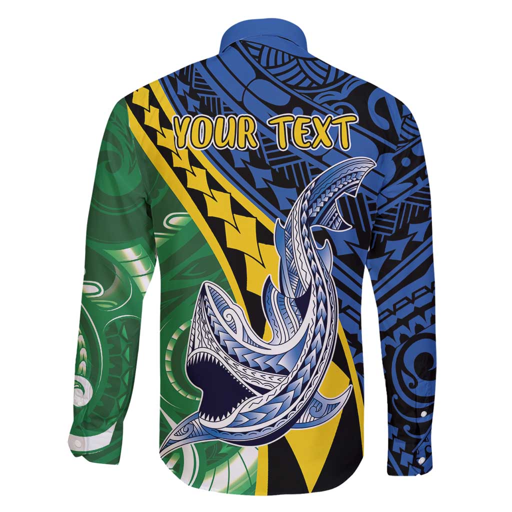 Personalised Crocodile and Shark Solomon Islands Family Matching Off Shoulder Maxi Dress and Hawaiian Shirt Polynesian Tribal Tattoo