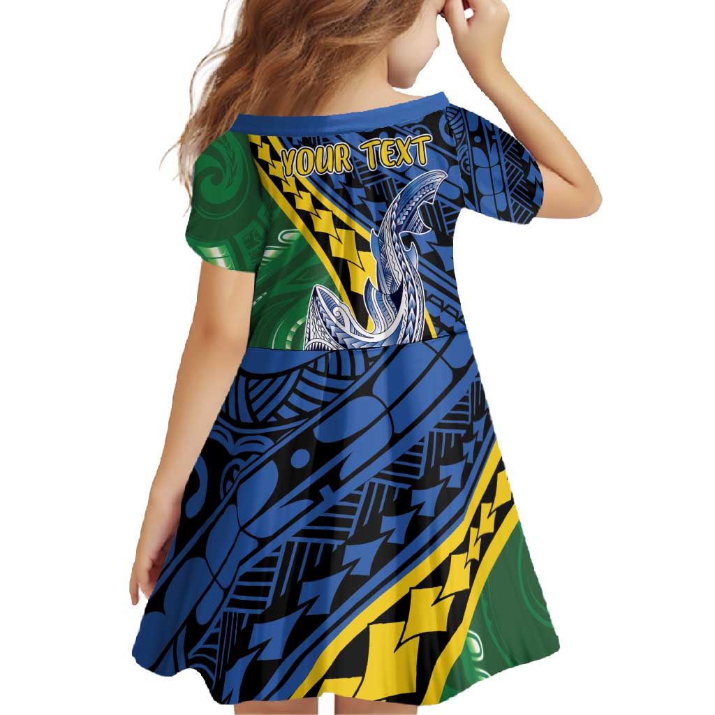 Personalised Crocodile and Shark Solomon Islands Family Matching Short Sleeve Bodycon Dress and Hawaiian Shirt Polynesian Tribal Tattoo