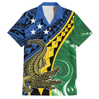 Personalised Crocodile and Shark Solomon Islands Hawaiian Shirt Polynesian Tribal Tattoo LT9 Green - Polynesian Pride