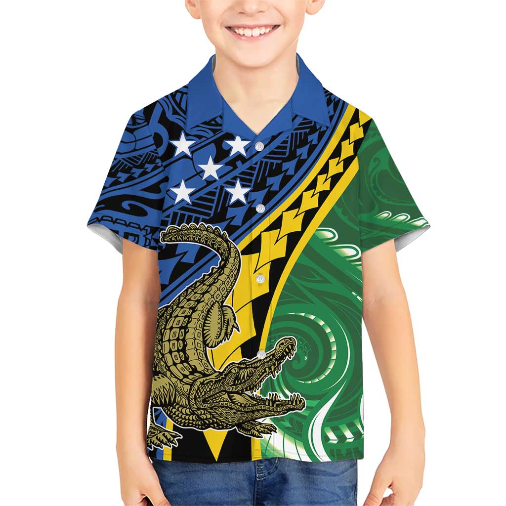 Personalised Crocodile and Shark Solomon Islands Hawaiian Shirt Polynesian Tribal Tattoo LT9 - Polynesian Pride