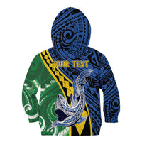 Personalised Crocodile and Shark Solomon Islands Kid Hoodie Polynesian Tribal Tattoo
