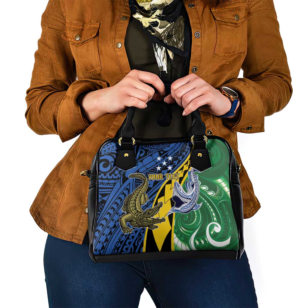 Personalised Crocodile and Shark Solomon Islands Shoulder Handbag Polynesian Tribal Tattoo
