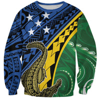 Personalised Crocodile and Shark Solomon Islands Sweatshirt Polynesian Tribal Tattoo