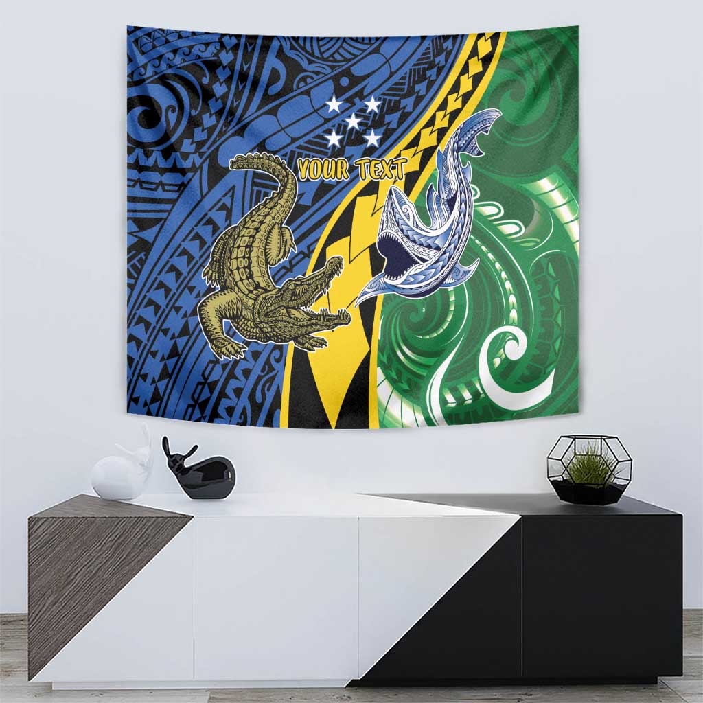 Personalised Crocodile and Shark Solomon Islands Tapestry Polynesian Tribal Tattoo LT9 - Polynesian Pride