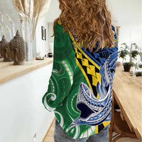 Personalised Crocodile and Shark Solomon Islands Women Casual Shirt Polynesian Tribal Tattoo