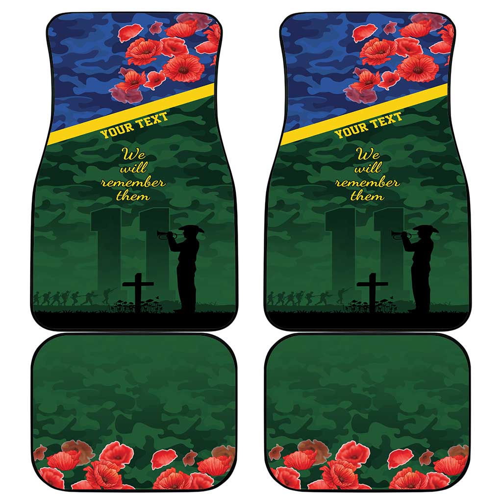 Personalised Solomon Islands Remembrance Day Car Mats We Will Remember Them with Camouflage Style