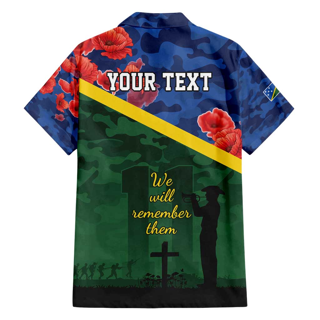 Personalised Solomon Islands Remembrance Day Family Matching Off Shoulder Maxi Dress and Hawaiian Shirt We Will Remember Them with Camouflage Style