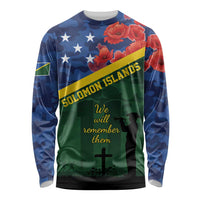 Personalised Solomon Islands Remembrance Day Long Sleeve Shirt We Will Remember Them with Camouflage Style