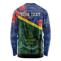 Personalised Solomon Islands Remembrance Day Long Sleeve Shirt We Will Remember Them with Camouflage Style