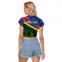 Personalised Solomon Islands Remembrance Day Raglan Cropped T Shirt We Will Remember Them with Camouflage Style