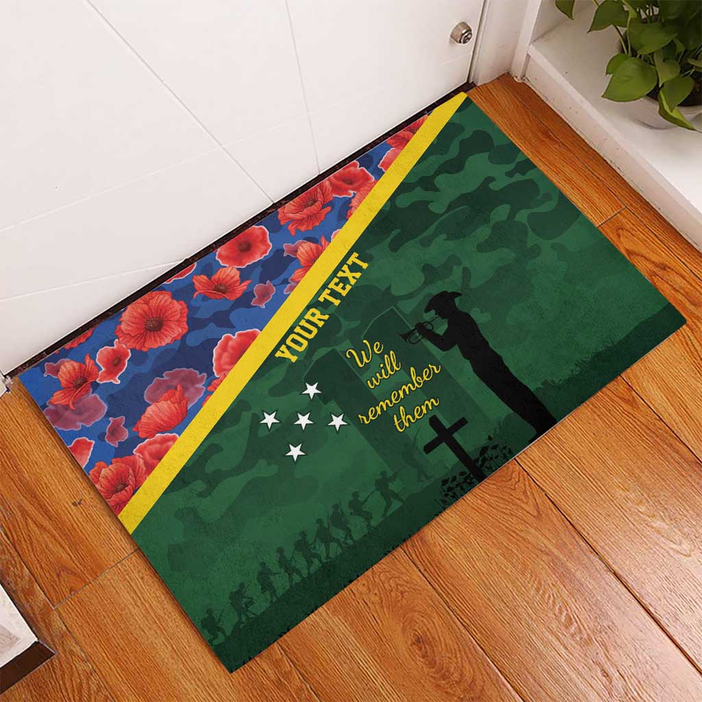 Personalised Solomon Islands Remembrance Day Rubber Doormat We Will Remember Them with Camouflage Style