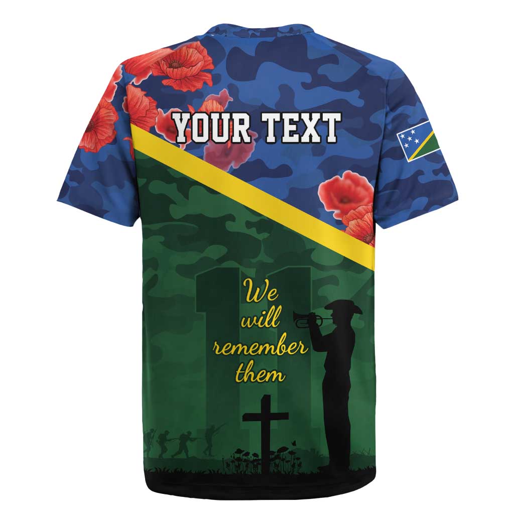 Personalised Solomon Islands Remembrance Day Rugby Jersey We Will Remember Them with Camouflage Style LT9 - Polynesian Pride